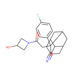 N#CC1C2CC3CC1CC(C2)C3(CC(=O)N1CC(O)C1)c1ccc(F)cc1 ZINC000202356876