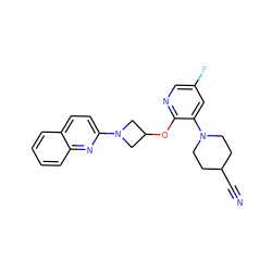 N#CC1CCN(c2cc(F)cnc2OC2CN(c3ccc4ccccc4n3)C2)CC1 ZINC000096168760