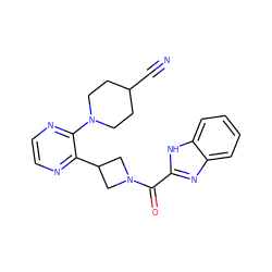 N#CC1CCN(c2nccnc2C2CN(C(=O)c3nc4ccccc4[nH]3)C2)CC1 ZINC000140126404