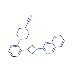 N#CC1CCN(c2nccnc2C2CN(c3ncc4ccccc4n3)C2)CC1 ZINC000140189813