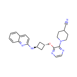 N#CC1CCN(c2nccnc2O[C@H]2C[C@H](Nc3ccc4ccccc4n3)C2)CC1 ZINC000146138257