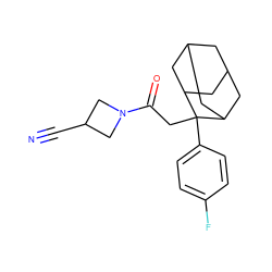 N#CC1CN(C(=O)CC2(c3ccc(F)cc3)C3CC4CC(C3)CC2C4)C1 ZINC000145751846