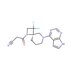 N#CCC(=O)N1CC(F)(F)[C@]12CCCN(c1ncnc3[nH]ccc13)C2 ZINC000117627920