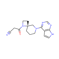 N#CCC(=O)N1CC[C@@]12CCCN(c1ncnc3[nH]ccc13)C2 ZINC000117623886