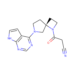 N#CCC(=O)N1CC[C@@]12CCN(c1ncnc3[nH]ccc13)C2 ZINC000169698962