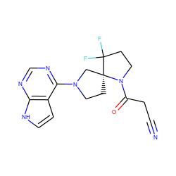 N#CCC(=O)N1CCC(F)(F)[C@@]12CCN(c1ncnc3[nH]ccc13)C2 ZINC000169699000