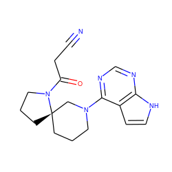 N#CCC(=O)N1CCC[C@@]12CCCN(c1ncnc3[nH]ccc13)C2 ZINC000143656640