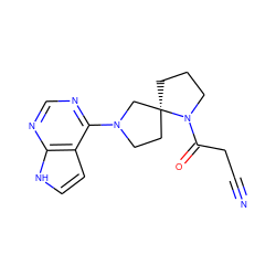 N#CCC(=O)N1CCC[C@@]12CCN(c1ncnc3[nH]ccc13)C2 ZINC000169699026