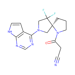 N#CCC(=O)N1CCC[C@@]12CN(c1ncnc3[nH]ccc13)CC2(F)F ZINC000169698974