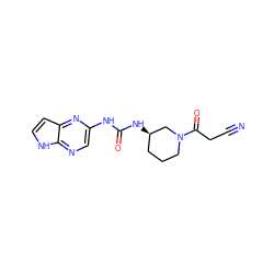 N#CCC(=O)N1CCC[C@@H](NC(=O)Nc2cnc3[nH]ccc3n2)C1 ZINC000118760936