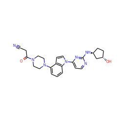 N#CCC(=O)N1CCN(c2cccc3c2ccn3-c2ccnc(N[C@H]3CC[C@H](O)C3)n2)CC1 ZINC000096173494