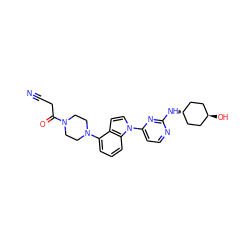 N#CCC(=O)N1CCN(c2cccc3c2ccn3-c2ccnc(N[C@H]3CC[C@H](O)CC3)n2)CC1 ZINC000100628658