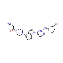 N#CCC(=O)N1CCN(c2cccc3c2ccn3-c2ccnc(N[C@H]3CCC[C@@H](O)C3)n2)CC1 ZINC000096173468