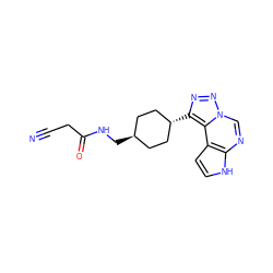 N#CCC(=O)NC[C@H]1CC[C@H](c2nnn3cnc4[nH]ccc4c23)CC1 ZINC001772626670