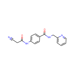 N#CCC(=O)Nc1ccc(C(=O)NCc2ccccn2)cc1 ZINC000012514985