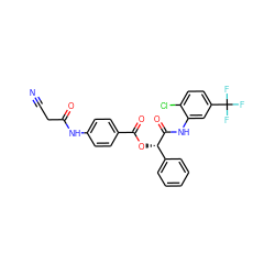 N#CCC(=O)Nc1ccc(C(=O)O[C@H](C(=O)Nc2cc(C(F)(F)F)ccc2Cl)c2ccccc2)cc1 ZINC000013003307