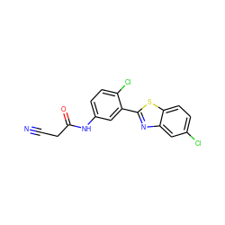 N#CCC(=O)Nc1ccc(Cl)c(-c2nc3cc(Cl)ccc3s2)c1 ZINC000029230801