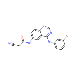 N#CCC(=O)Nc1ccc2ncnc(Nc3cccc(Br)c3)c2c1 ZINC000045349211