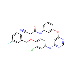 N#CCC(=O)Nc1cccc(Oc2cc(Nc3ccc(OCc4cccc(F)c4)c(Cl)c3)ncn2)c1 ZINC000082154134