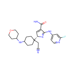 N#CCC1([C@@H]2C=C(C(N)=O)C(Nc3ccnc(F)c3)=N2)CCC(NC2CCOCC2)CC1 ZINC000219779825