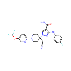 N#CCC1(n2cc(C(N)=O)c(Nc3ccc(F)cc3)n2)CCN(c2ccc(OC(F)F)cn2)CC1 ZINC000205051118