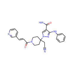 N#CCC1(n2cc(C(N)=O)c(Nc3ccccc3)n2)CCN(C(=O)/C=C/c2cccnc2)CC1 ZINC000220980143