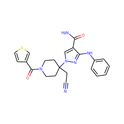 N#CCC1(n2cc(C(N)=O)c(Nc3ccccc3)n2)CCN(C(=O)c2ccsc2)CC1 ZINC000222086149