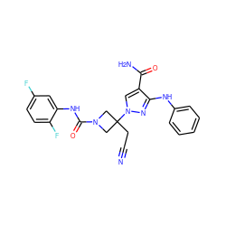 N#CCC1(n2cc(C(N)=O)c(Nc3ccccc3)n2)CN(C(=O)Nc2cc(F)ccc2F)C1 ZINC000222102314