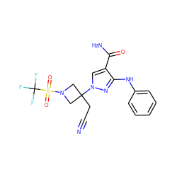 N#CCC1(n2cc(C(N)=O)c(Nc3ccccc3)n2)CN(S(=O)(=O)C(F)(F)F)C1 ZINC000222092956