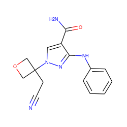 N#CCC1(n2cc(C(N)=O)c(Nc3ccccc3)n2)COC1 ZINC000205014463