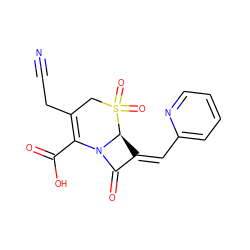 N#CCC1=C(C(=O)O)N2C(=O)/C(=C/c3ccccn3)[C@@H]2S(=O)(=O)C1 ZINC000027983679