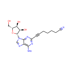 N#CCCCCC#Cc1nc(N)c2ncn([C@@H]3O[C@H](CO)[C@@H](O)[C@H]3O)c2n1 ZINC000136491576