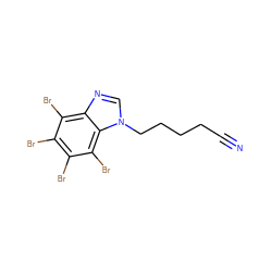 N#CCCCCn1cnc2c(Br)c(Br)c(Br)c(Br)c21 ZINC000653774455