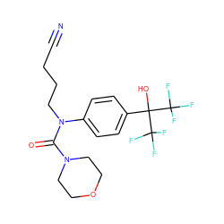 N#CCCCN(C(=O)N1CCOCC1)c1ccc(C(O)(C(F)(F)F)C(F)(F)F)cc1 ZINC000013682657