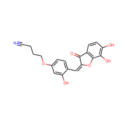 N#CCCCOc1ccc(/C=C2/Oc3c(ccc(O)c3O)C2=O)c(O)c1 ZINC000027420068