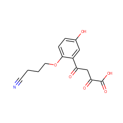 N#CCCCOc1ccc(O)cc1C(=O)CC(=O)C(=O)O ZINC000101029897