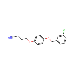 N#CCCCOc1ccc(OCc2cccc(Cl)c2)cc1 ZINC000028220597