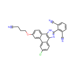 N#CCCCOc1ccc2c(c1)c1cc(Cl)ccc1c1nc(-c3c(C#N)cccc3C#N)[nH]c21 ZINC000045320485