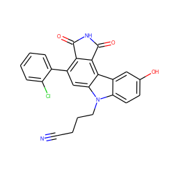 N#CCCCn1c2ccc(O)cc2c2c3c(c(-c4ccccc4Cl)cc21)C(=O)NC3=O ZINC000040423823