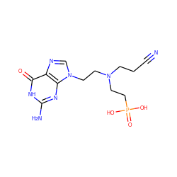 N#CCCN(CCn1cnc2c(=O)[nH]c(N)nc21)CCP(=O)(O)O ZINC000095572964