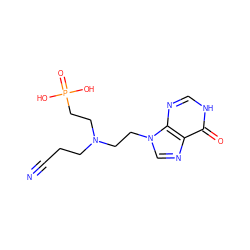 N#CCCN(CCn1cnc2c(=O)[nH]cnc21)CCP(=O)(O)O ZINC000095576603