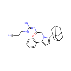 N#CCCN/C(N)=N\C(=O)Cn1c(-c2ccccc2)ccc1C12CC3CC(CC(C3)C1)C2 ZINC000029130058