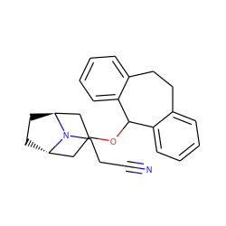 N#CCCN1[C@H]2CC[C@H]1CC(OC1c3ccccc3CCc3ccccc31)C2 ZINC000101107221