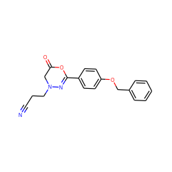 N#CCCN1CC(=O)OC(c2ccc(OCc3ccccc3)cc2)=N1 ZINC000027856595