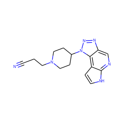 N#CCCN1CCC(n2nnc3cnc4[nH]ccc4c32)CC1 ZINC000096271468