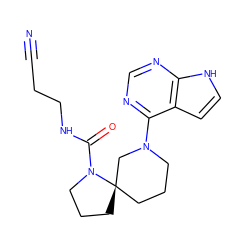 N#CCCNC(=O)N1CCC[C@@]12CCCN(c1ncnc3[nH]ccc13)C2 ZINC000169699006