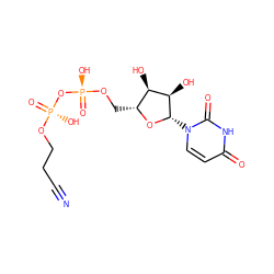 N#CCCO[P@](=O)(O)O[P@](=O)(O)OC[C@H]1O[C@@H](n2ccc(=O)[nH]c2=O)[C@H](O)[C@@H]1O ZINC000045245866