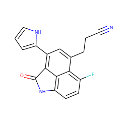 N#CCCc1cc(-c2ccc[nH]2)c2c3c(ccc(F)c13)NC2=O ZINC000003816606