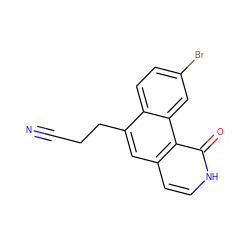 N#CCCc1cc2cc[nH]c(=O)c2c2cc(Br)ccc12 ZINC000028955799