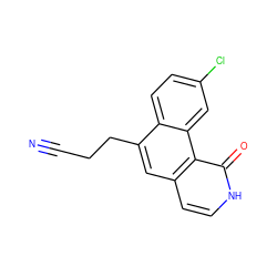 N#CCCc1cc2cc[nH]c(=O)c2c2cc(Cl)ccc12 ZINC000028955794